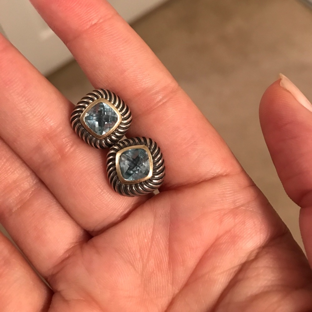 David Yurman Blue Topaz Sterling Silver Earrings
